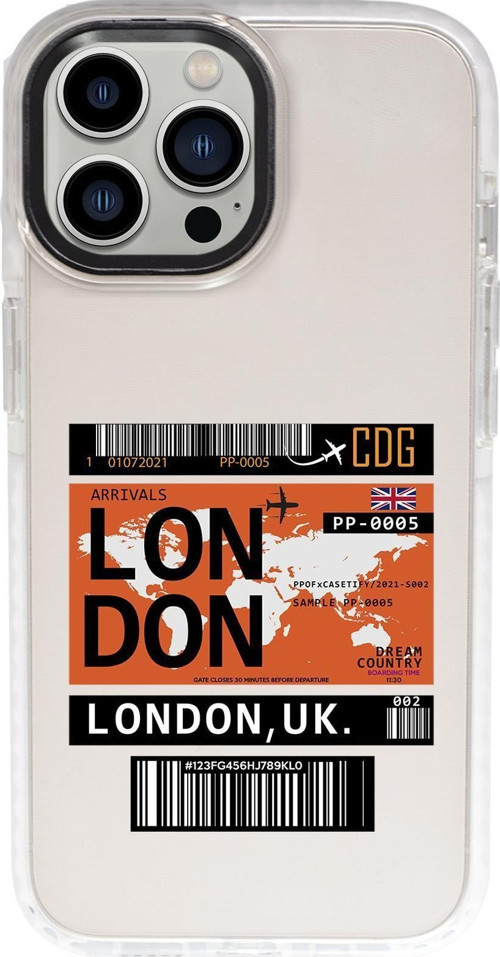 İphone 15 Pro Max Uyumlu London Ticket Desenli Candy Bumper Darbe Emci Silikonlu Telefon Kılıfı