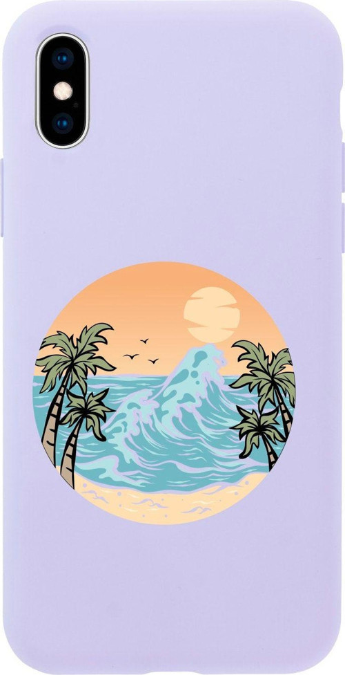 İphone X Summer Beach Tasarımlı Lila Telefon Kılıfı