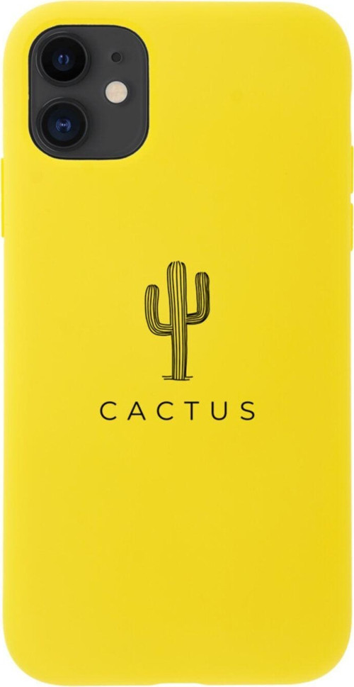 Iphone 11 Cactus Tasarımlı Sarı Telefon Kılıfı