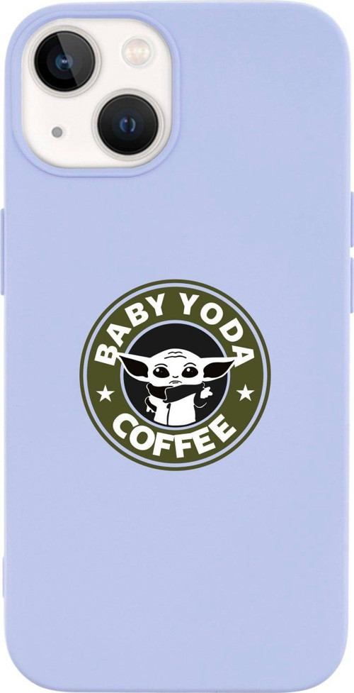 İphone 14 Plus Baby Yoda Desenli Lansman Lila Telefon Kılıfı