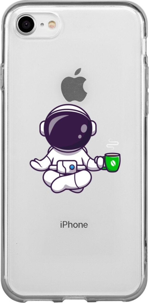 İphone 8 Astronot Mediation Şeffaf Telefon Kılıfı