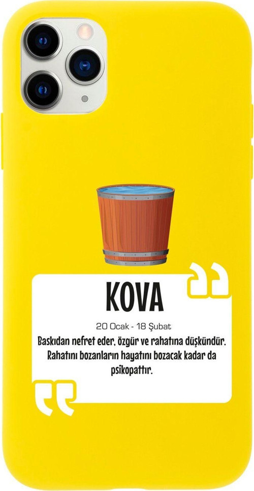 Iphone 11 Pro Kova Burcu Tasarımlı Sarı Telefon Kılıfı