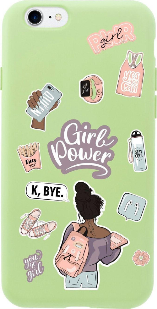 İphone 8 Girl Power Tasarımlı Yeşil Telefon Kılıfı