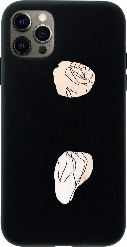 Iphone 12 Pro Hands Holding Roses Tasarımlı Siyah Telefon Kılıfı