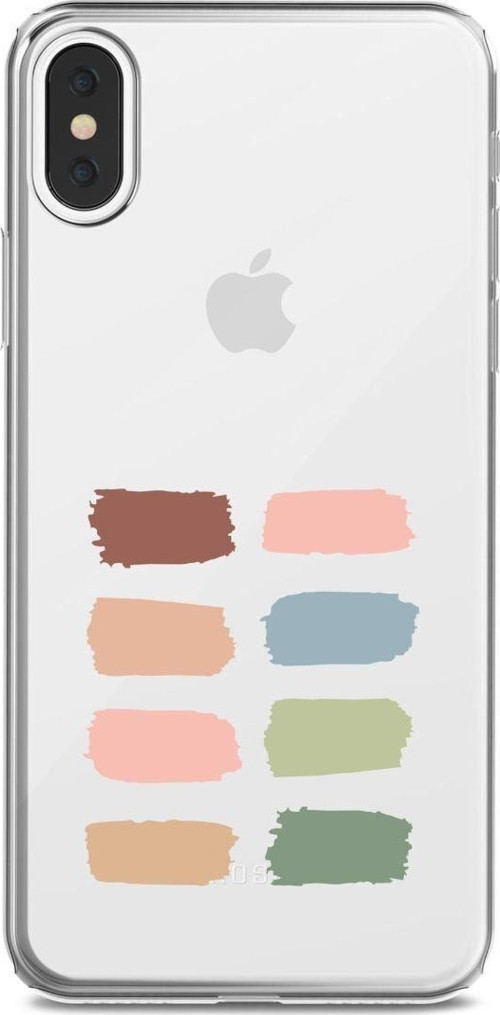 İphone X Renkli Çizgiler Tasarımlı Şeffaf Telefon Kılıfı