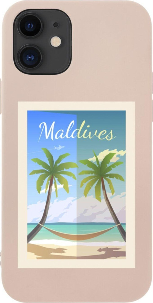 İphone 12 Maldives Tasarımlı Pembe Telefon Kılıfı