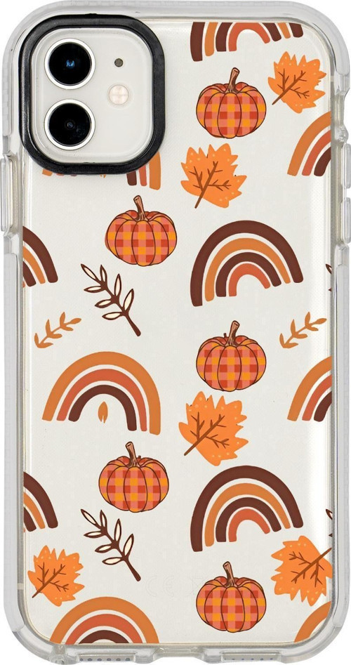 İphone 12 Uyumlu Sonbahar Desenli Candy Bumper Silikonlu Telefon Kılıfı