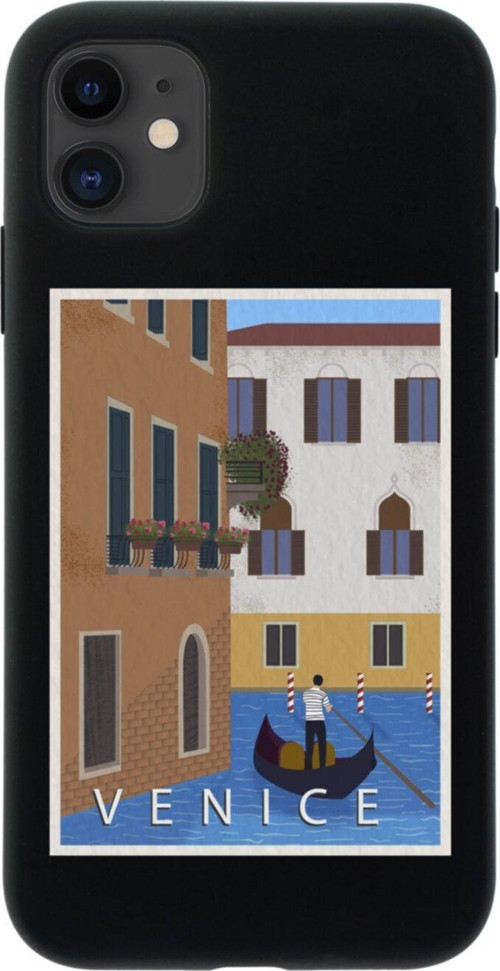 Iphone 11 Venice Gondola Tasarımlı Siyah Telefon Kılıfı
