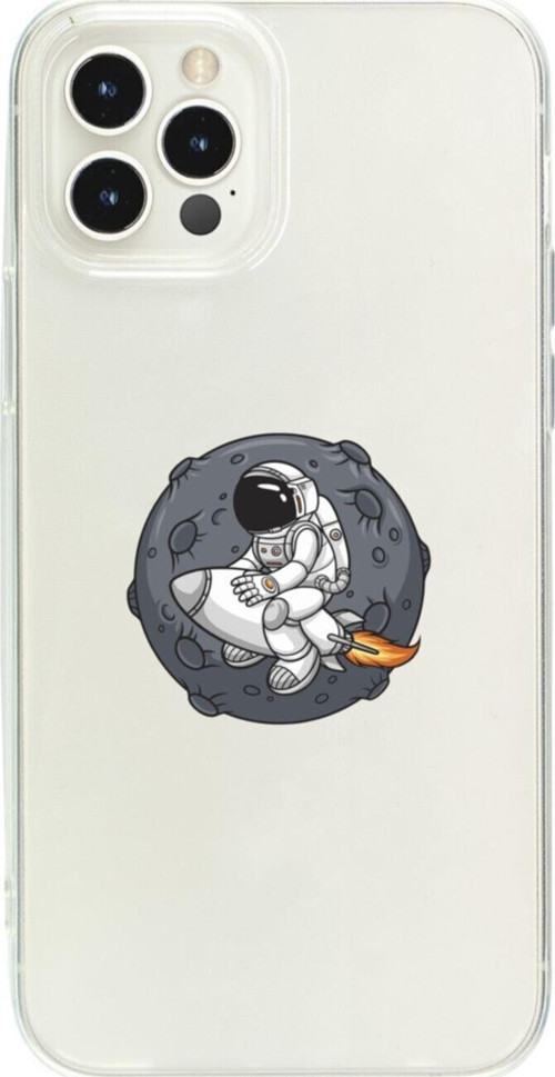 İphone 15 Pro Mx Gezegen Astronot Şeffaf Telefon Kılıfı