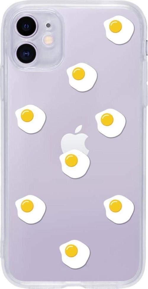 Iphone 11 Egg Stickers Tasarımlı Şeffaf Telefon Kılıfı