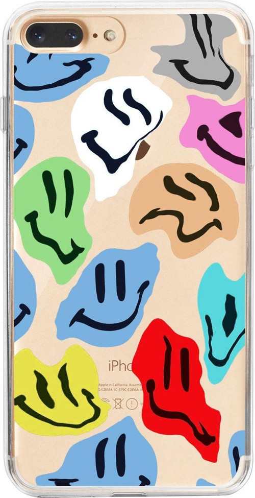 İphone 8 Plus Inek Desenli Toxic Smile Şeffaf Telefon Kılıfı