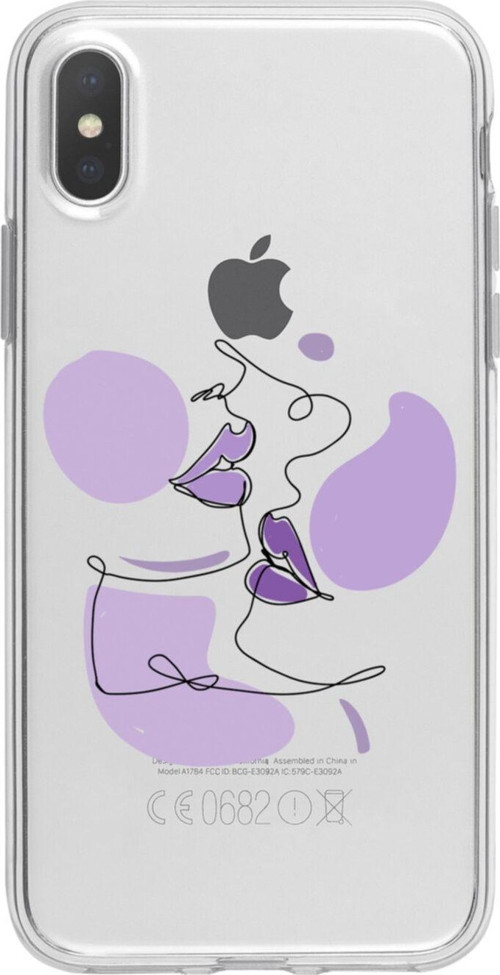 İphone X Lips Face Art Şeffaf Telefon Kılıfı