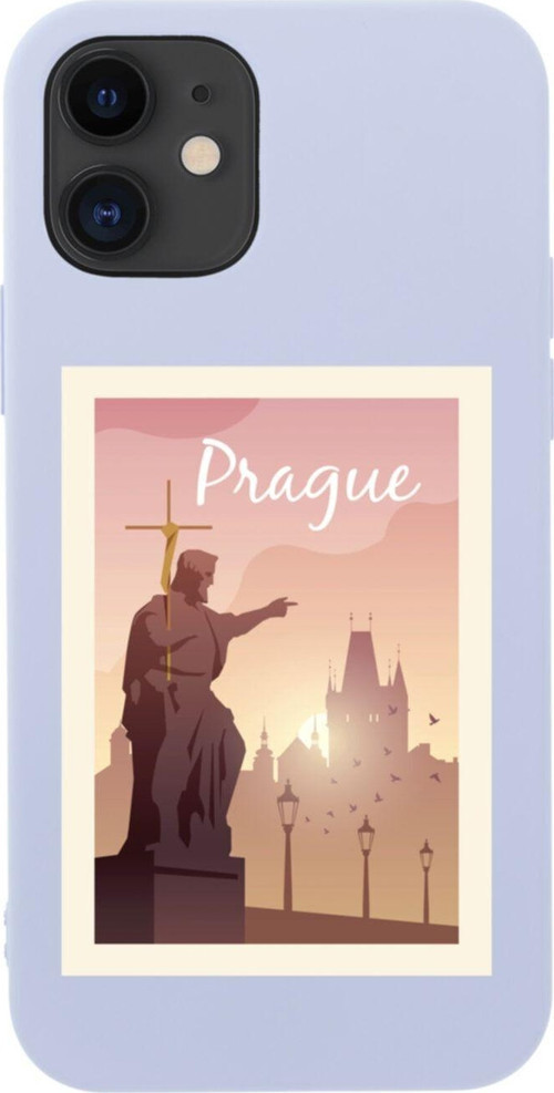 İphone 12 Prague Tasarımlı Lila Telefon Kılıfı