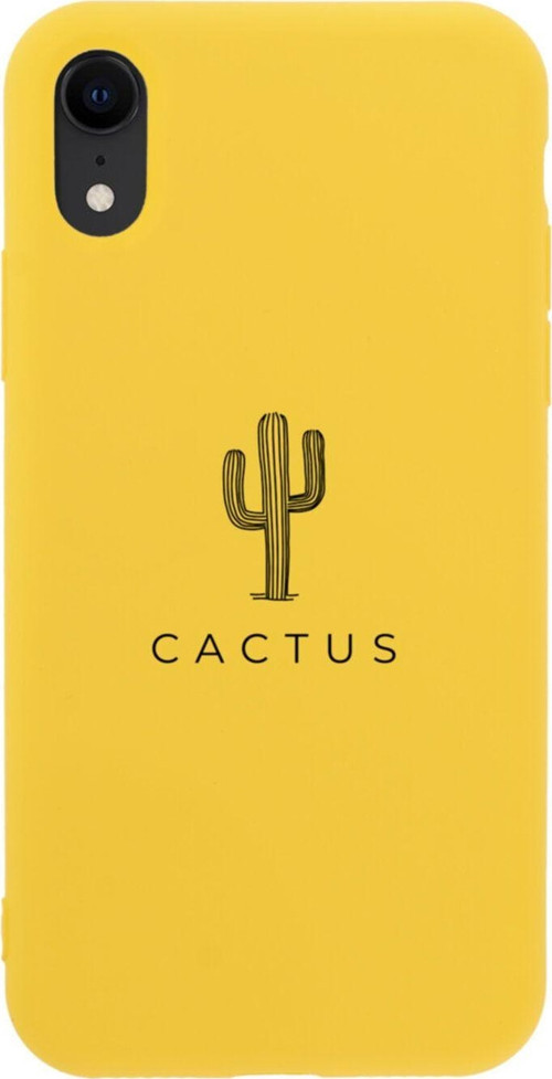 İphone Xr Cactus Tasarımlı Sarı Telefon Kılıfı