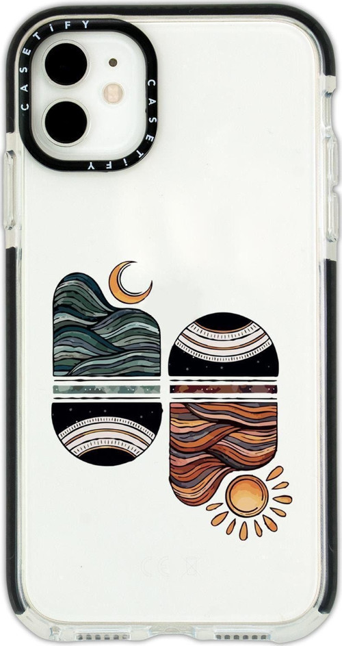 İphone 12 Casetify Sunset Wawe Desenli Anti Shock Premium Silikonlu Siyah Kenar Detaylı Telefon Kılı