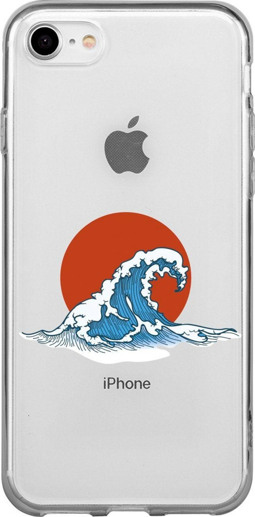 İphone Se Kanagawa Wave Desenli Şeffaf Telefon Kılıfı