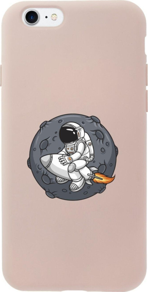 İphone 7 Gezegen Ve Astronot Tasarımlı Pembe Telefon Kılıfı