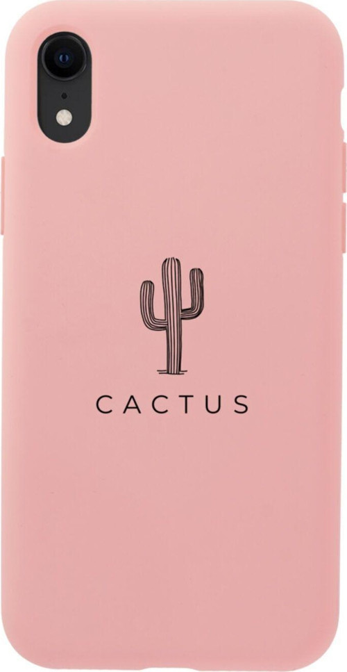 İphone Xr Cactus Tasarımlı Pembe Telefon Kılıfı