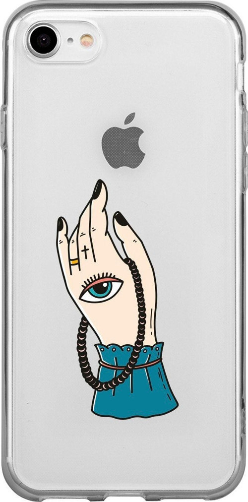 İphone 8 El Ve Göz Desenli Şeffaf Telefon Kılıfı