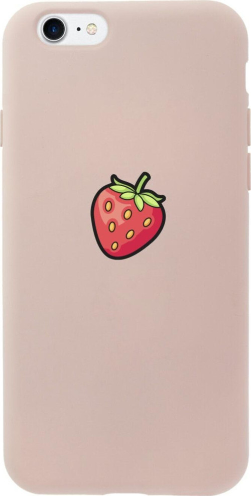 İphone 8 Çilek Tasarımlı Pembe Telefon Kılıfı