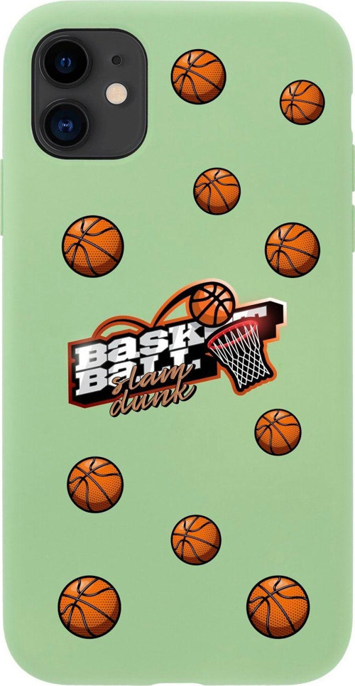 Iphone 11 Basketbol Top Tasarımlı Yeşil Telefon Kılıfı