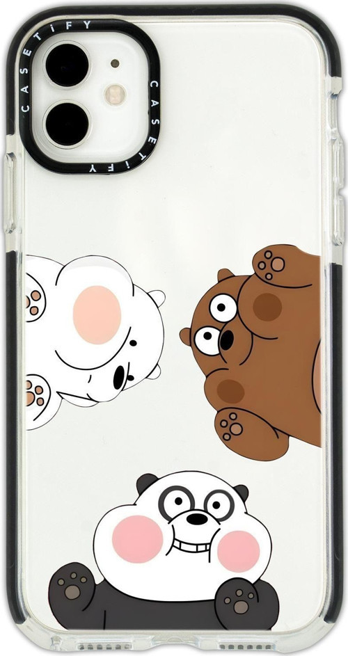 İphone 12 Uyumlu Casetify Cute Animals Desenli Anti Shock Premium Silikonlu Siyah Kenar Detaylı Tele