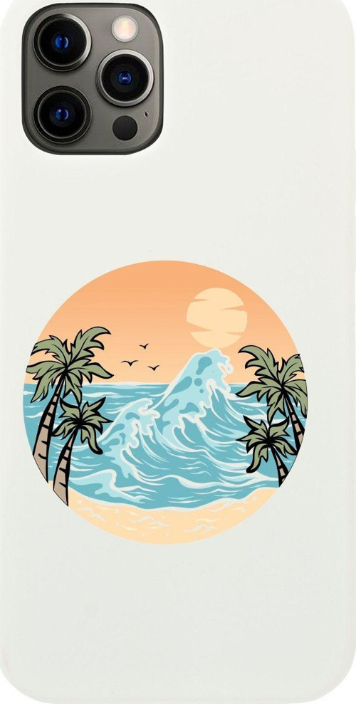 Iphone 12 Pro Summer Beach Tasarımlı Beyaz Telefon Kılıfı