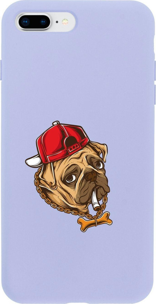 İphone 8 Plus Efkarlı Pug Tasarımlı Lila Telefon Kılıfı