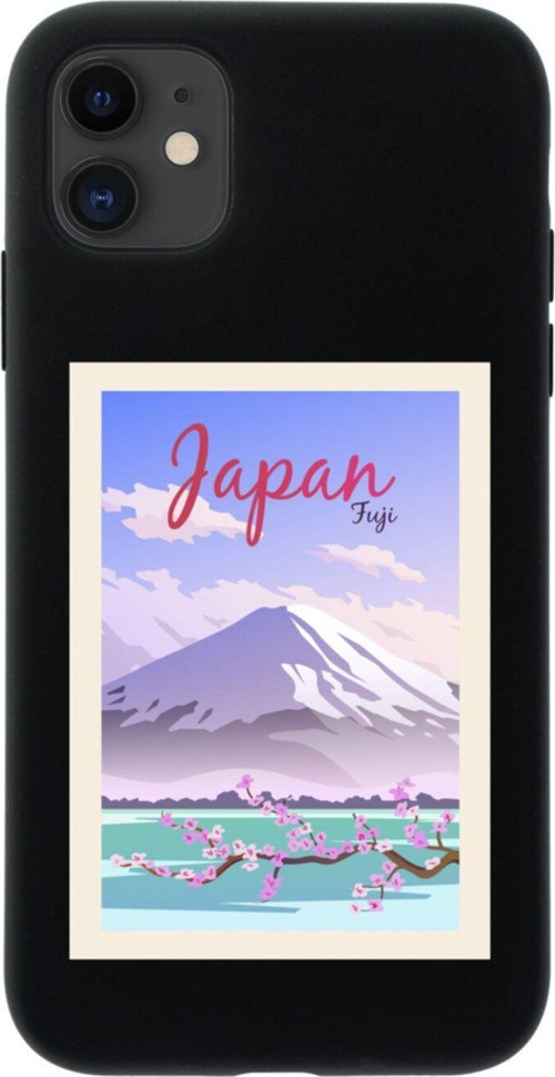 Iphone 11 Japan Fuji Tasarımlı Siyah Telefon Kılıfı