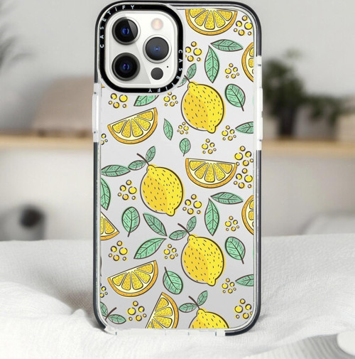 İphone 14 Pro Max Limon Desenli Casetify Darbe Emci Silikonlu Telefon Kılıfı