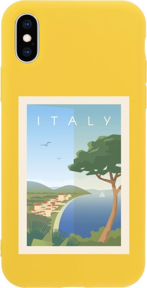 İphone Xs Italy Tasarımlı Sarı Telefon Kılıfı