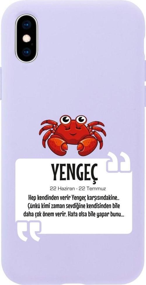 İphone Xs Yengeç Burcu Tasarımlı Lila Telefon Kılıfı