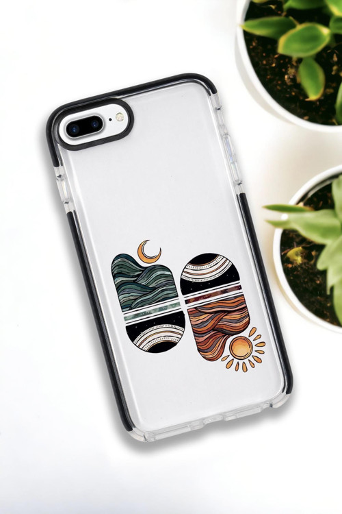İphone 8 Plus - 7 Plus Uyumlu Sunset Wave Desenli Premium Silikonlu Lansman Telefon Kılıfı