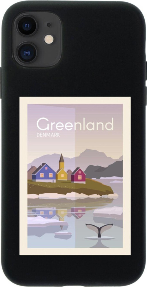 İphone 12 Denmark Greenland Tasarımlı Siyah Telefon Kılıfı