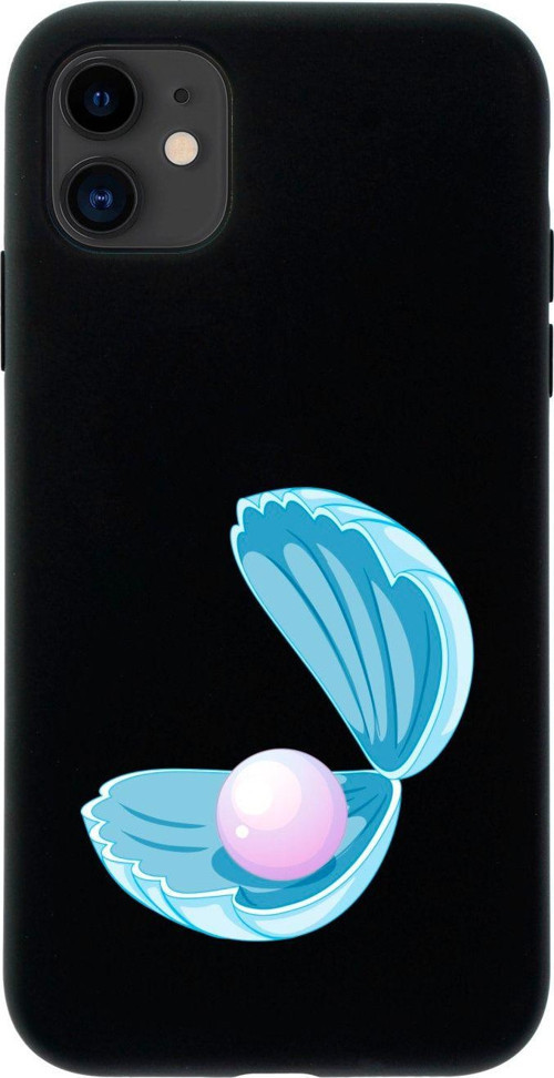 Iphone 11 Incili Deniz Tasarımlı Siyah Telefon Kılıfı