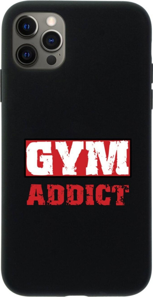 Iphone 12 Pro Gym Addict Tasarımlı Siyah Telefon Kılıfı