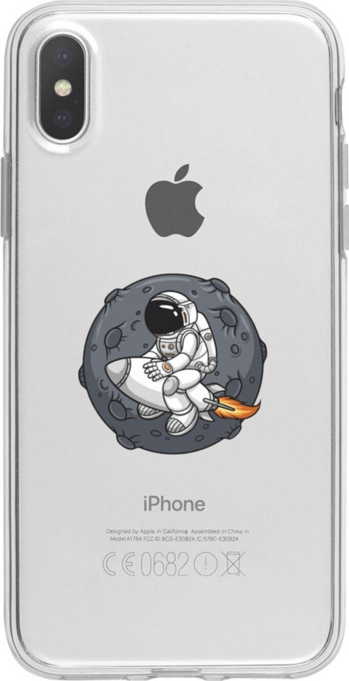 İphone Xs Mx Gezegen Astronot Şeffaf Telefon Kılıfı