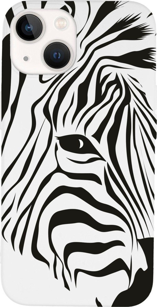 İphone 14 Plus Zebra Head Desenli Lansman Beyaz Telefon Kılıfı