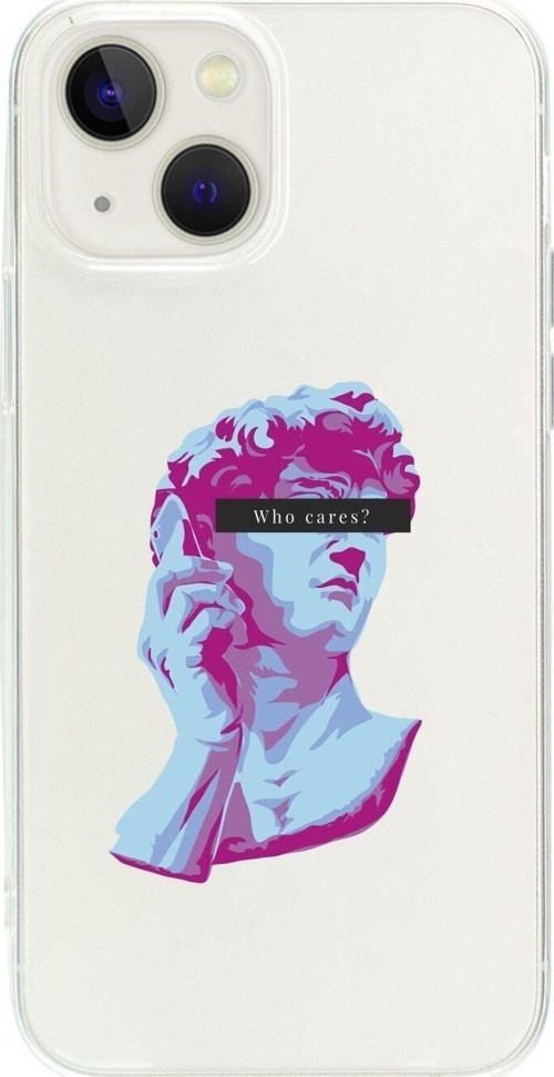 İphone 14 Who Cares Desenli Şeffaf Telefon Kılıfı