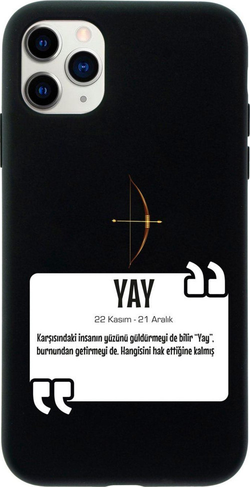 Iphone 11 Pro Yay Burcu Tasarımlı Siyah Telefon Kılıfı