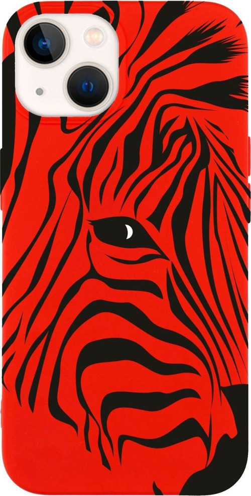İphone 14 Plus Zebra Head Desenli Lansman Kırmızı Telefon Kılıfı