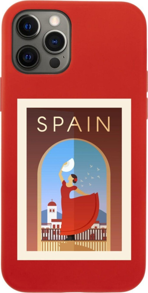 Iphone 12 Pro Spain Tasarımlı Kırmızı Telefon Kılıfı