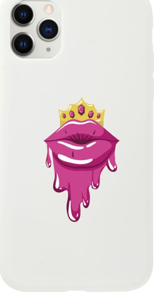 Iphone 11 Pro Max Crown Lip Tasarımlı Beyaz Telefon Kılıfı