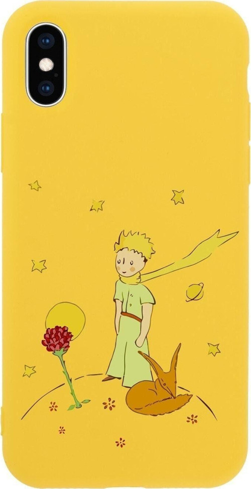 İphone X Le Petit Prince Tasarımlı Sarı Telefon Kılıfı