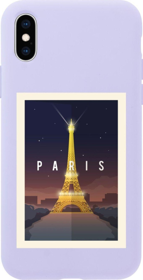 İphone X Paris Tasarımlı Lila Telefon Kılıfı