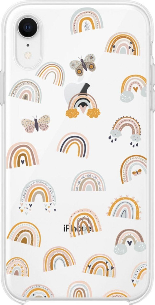 İphone Xr Pink Rainbow Şeffaf Telefon Kılıfı