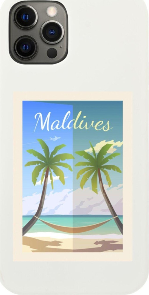 Iphone 12 Pro Maldives Tasarımlı Beyaz Telefon Kılıfı