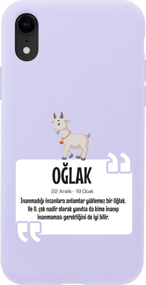 İphone Xr Oğlak Burcu Tasarımlı Lila Telefon Kılıfı