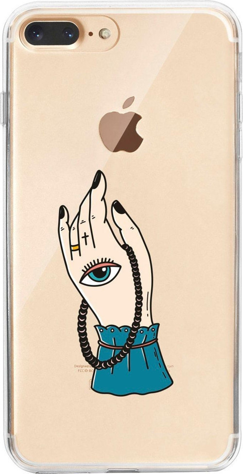 İphone 8 Plus El Ve Göz Desenli Şeffaf Telefon Kılıfı