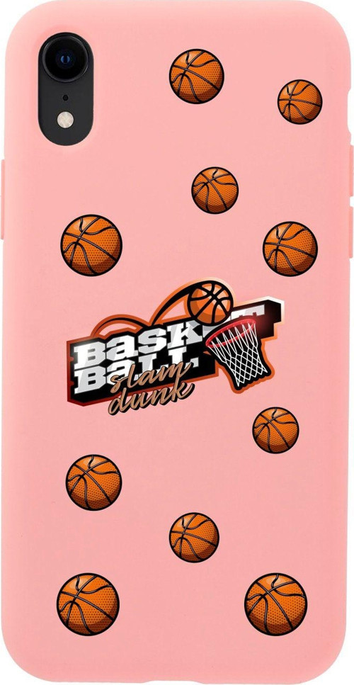 İphone Xr Basketbol Top Tasarımlı Pembe Telefon Kılıfı